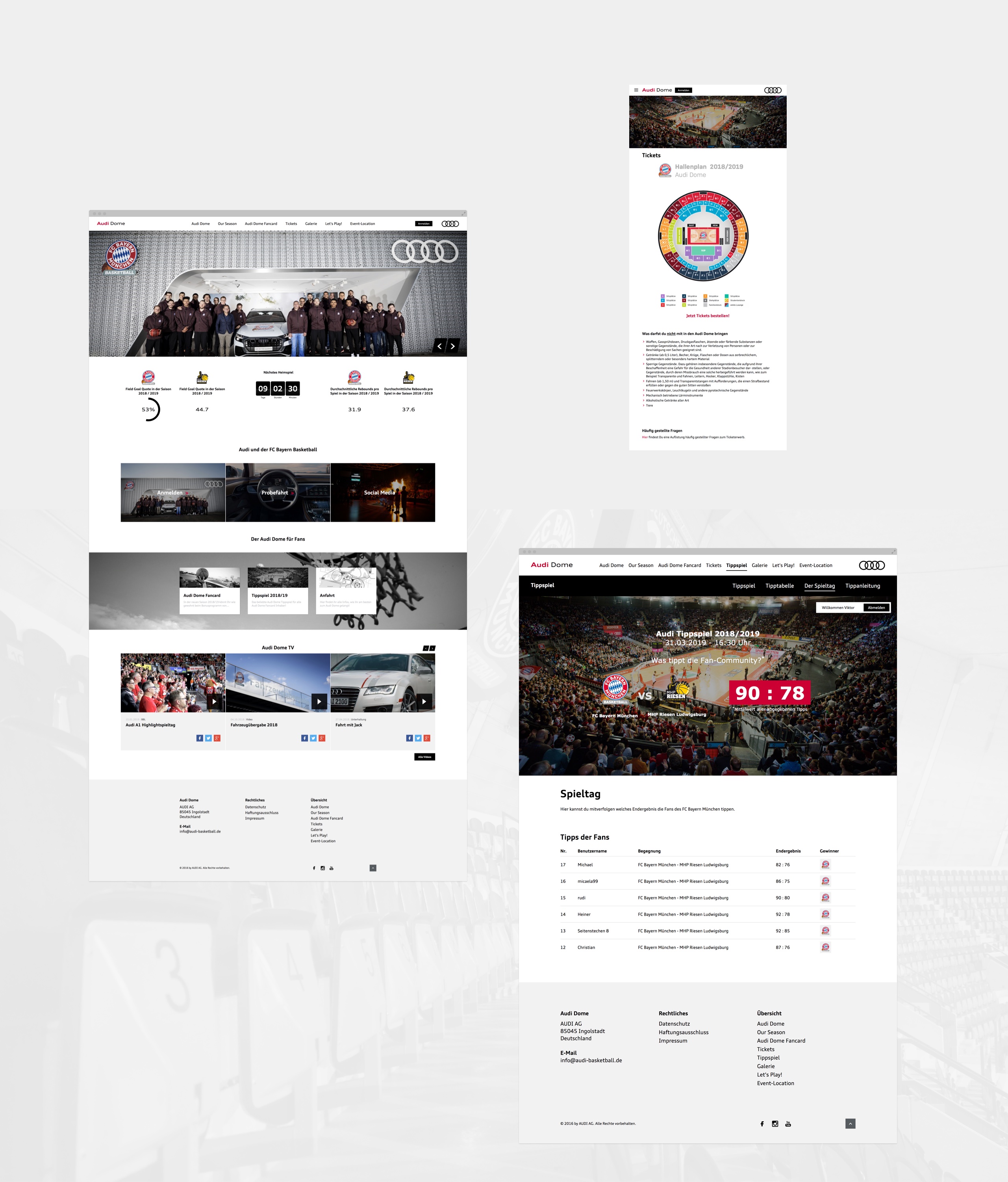 Screenshots der Webseite von Audi Dome