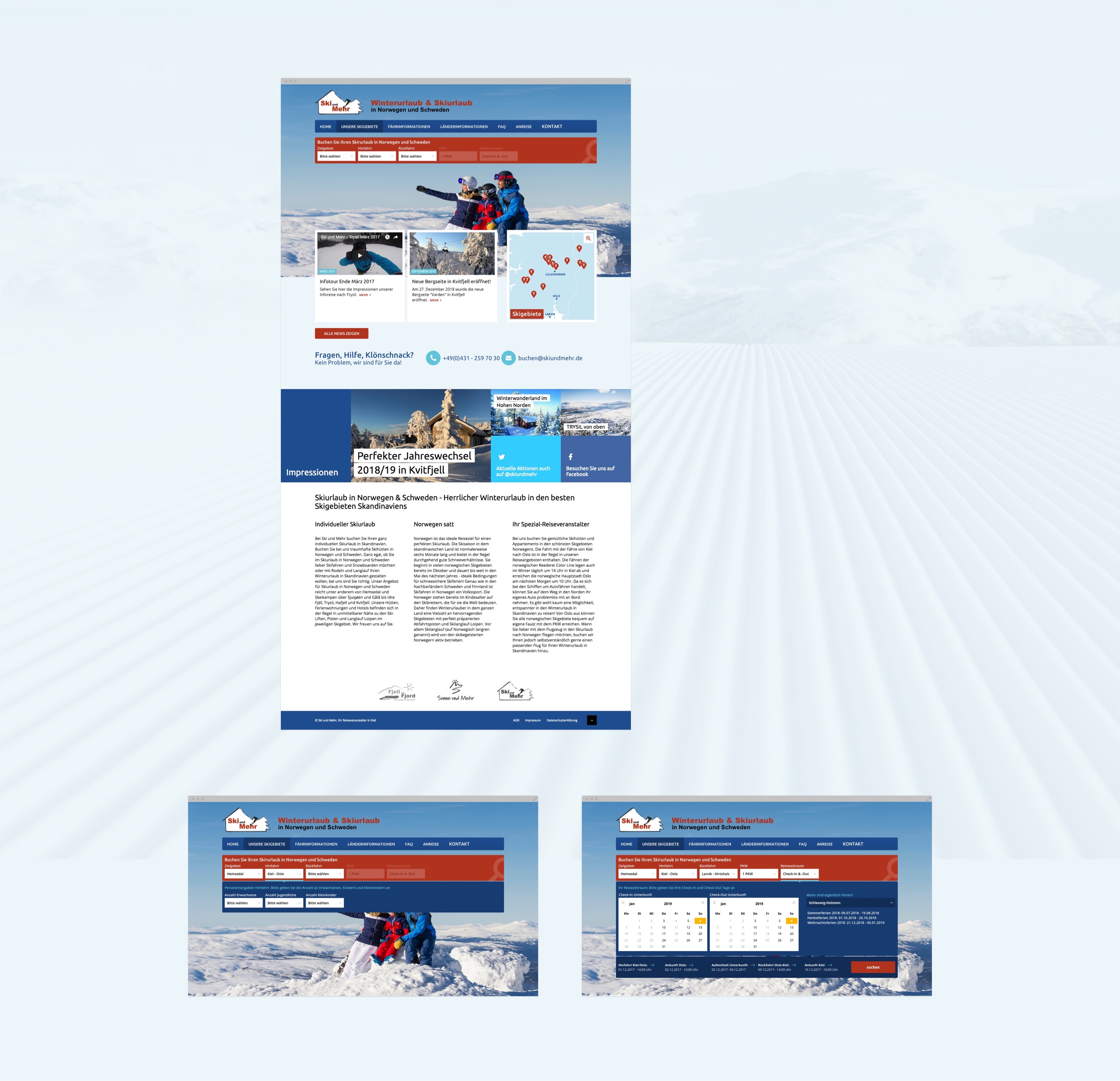 Screenshots der Ski-und-mehr-Webseite mit Drupal