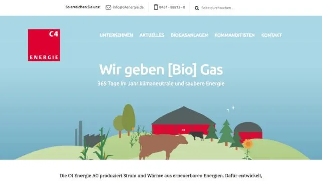 Startseite mit Animation für C4 Energie GmbH aus Kiel