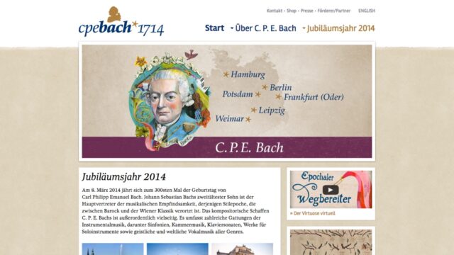 Webseite für das C.P.E. Bach Jubiläumsjahr 2014