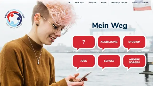 Header-Bereich der Webseite der Jugendberufsagentur Kiel