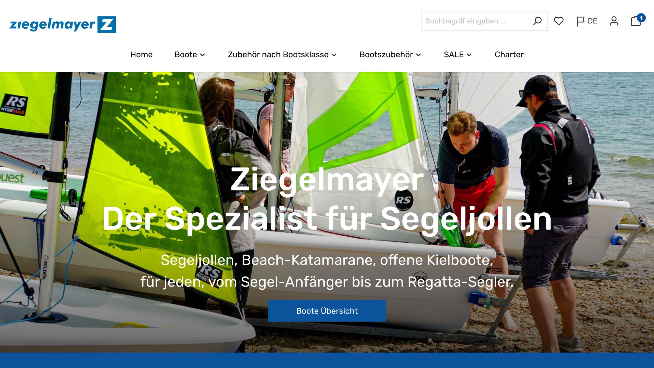 Kopfbereich des Shopware-Onlineshops von Ziegelmayer aus Hamburg