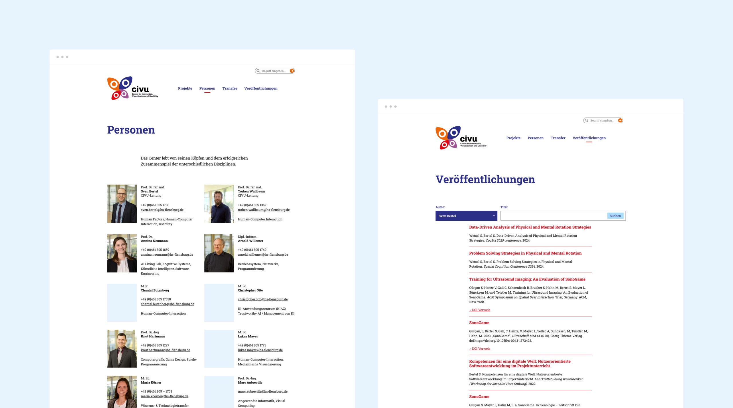 Darstellung der Publikationen und Personen