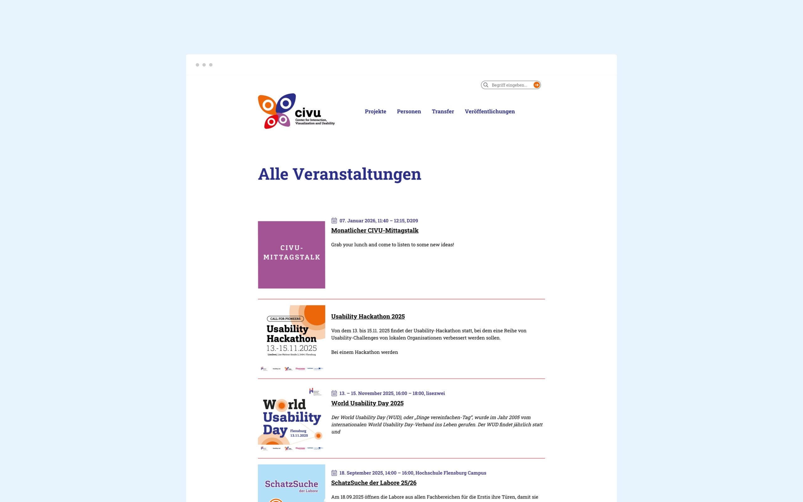 Veranstaltungsübersicht