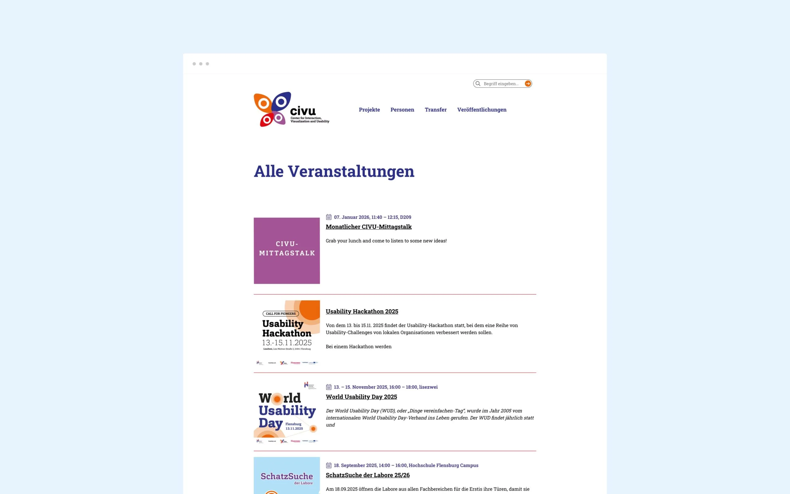 Veranstaltungsübersicht