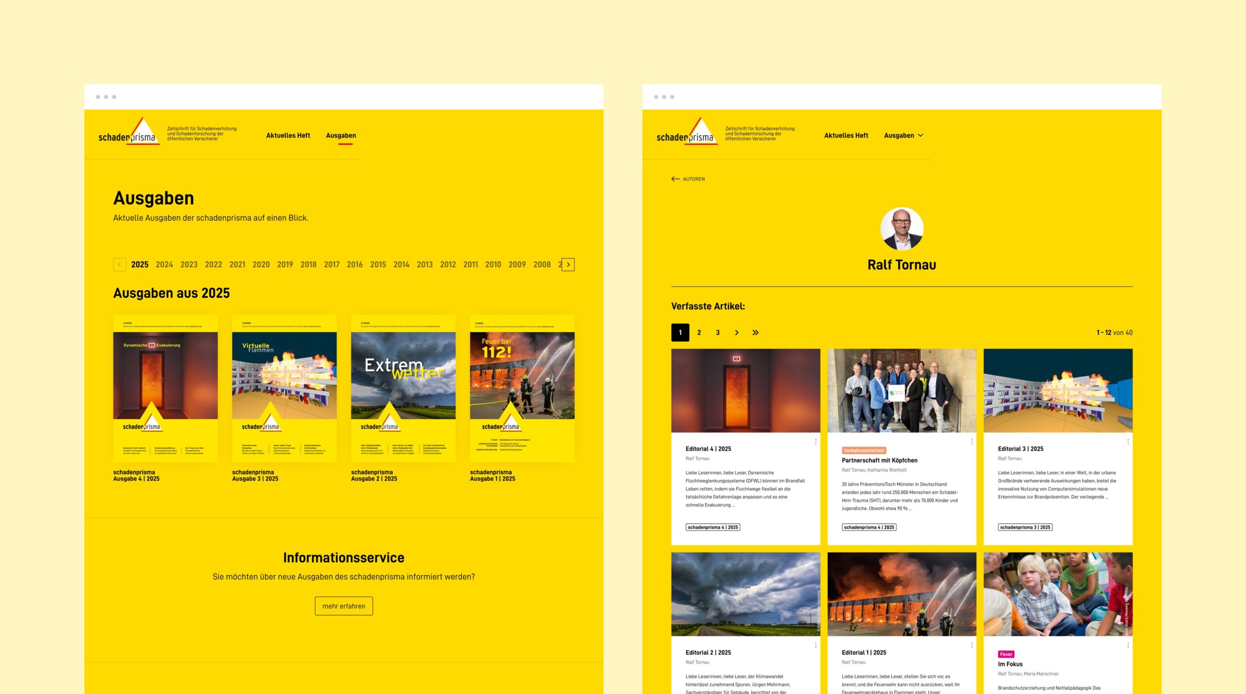 Ansicht der Ausgaben und Autoren-Details